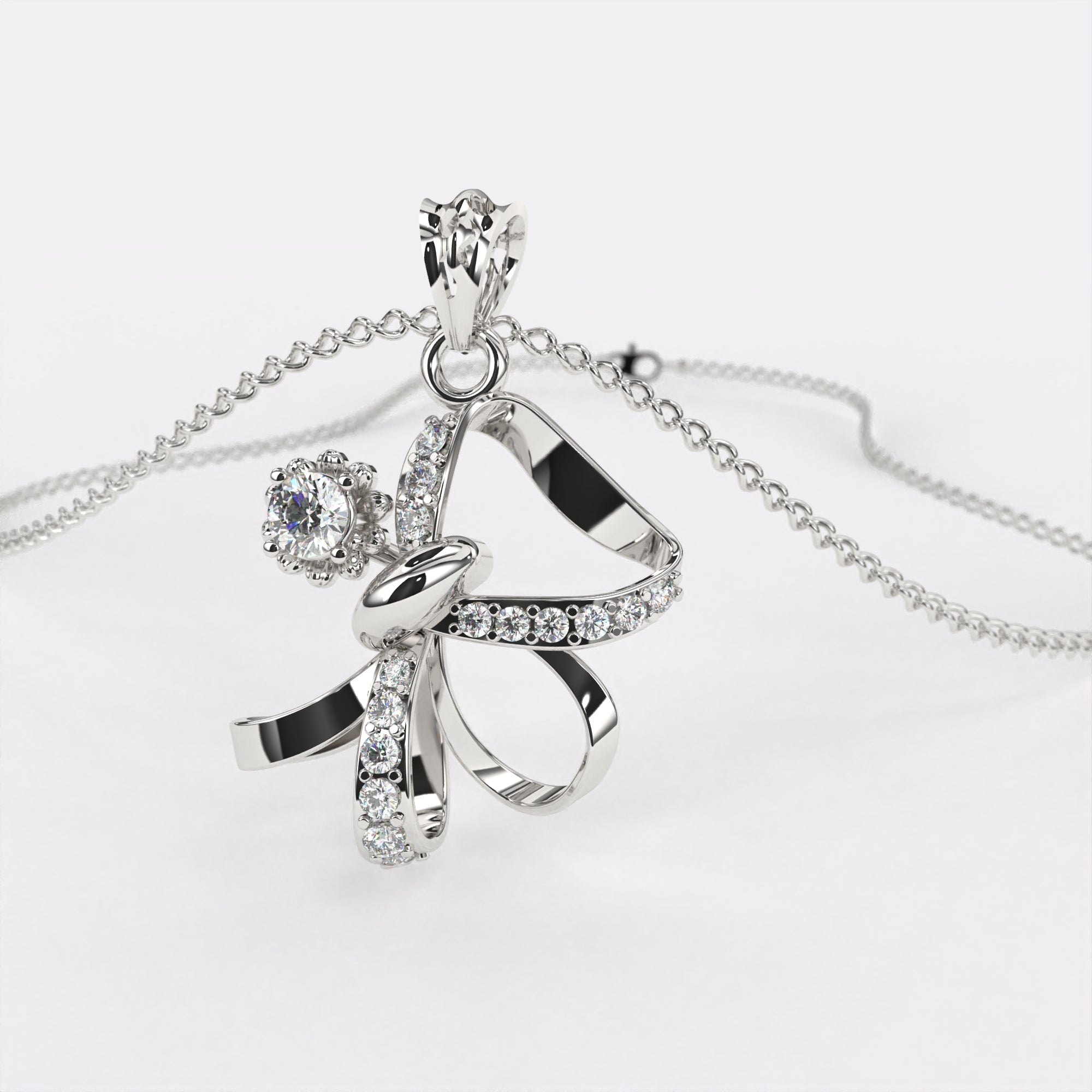 Luxe Solitaire Diamond Pendant In 925 Silver