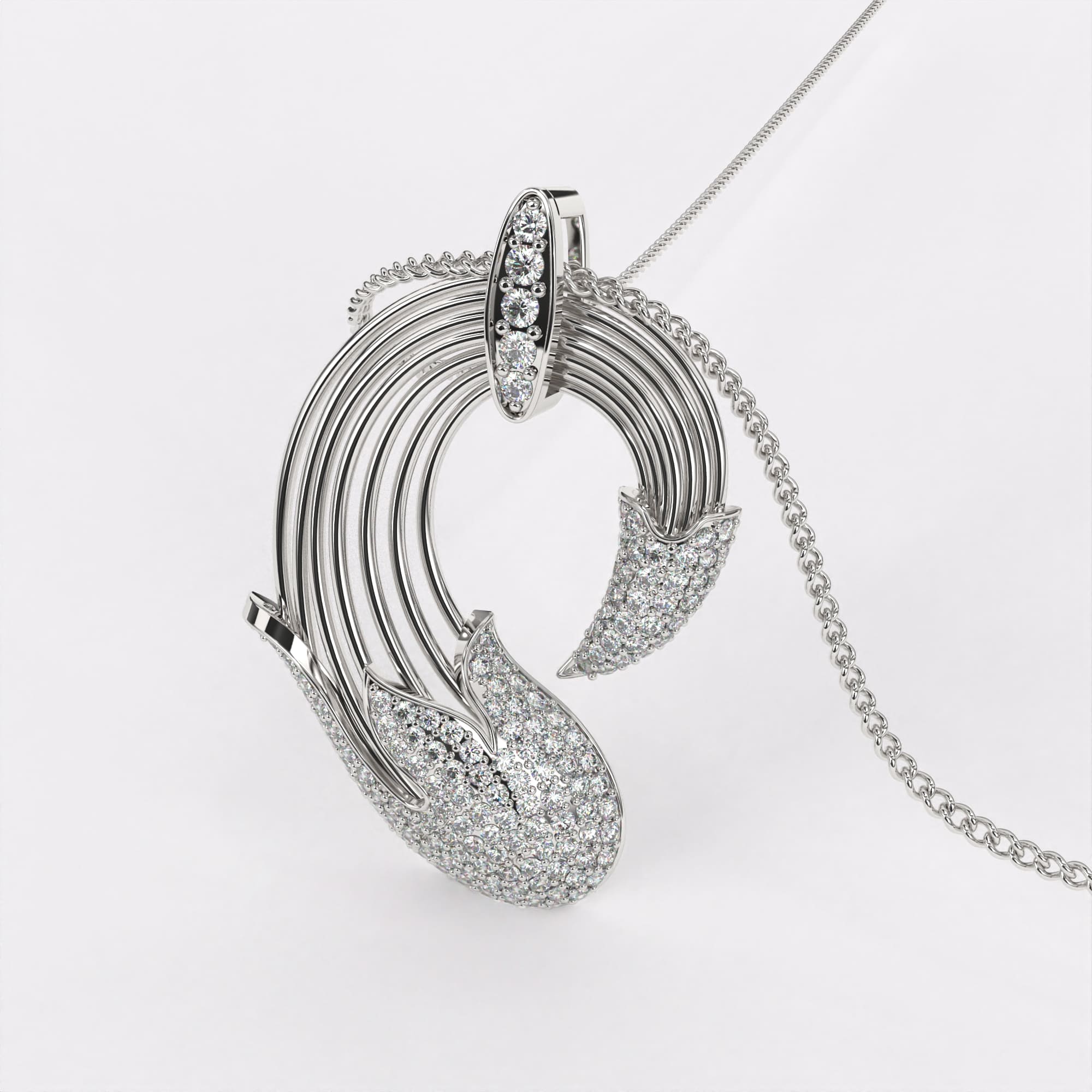 Stripes  Diamond pendant In 925 Silver