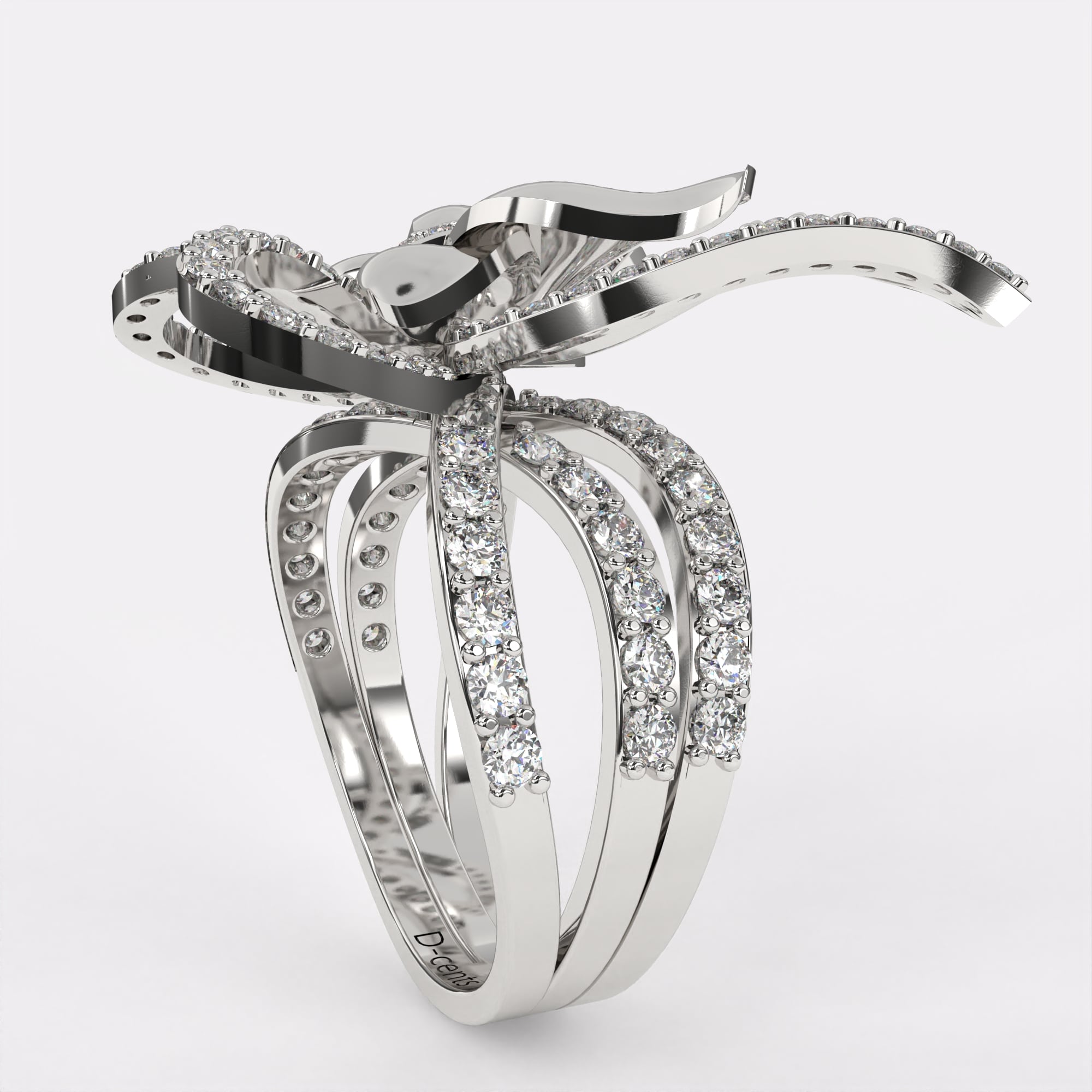 Butterfly Diamond Ring in 925 Silver