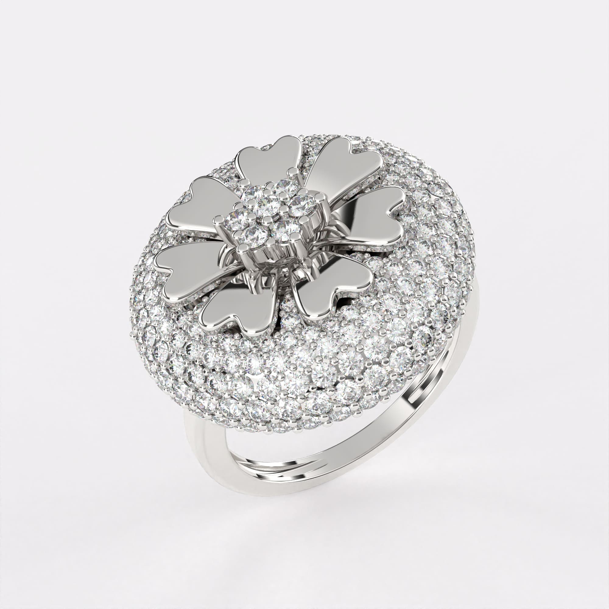 Flower Design Rose Gold Diamond Ring