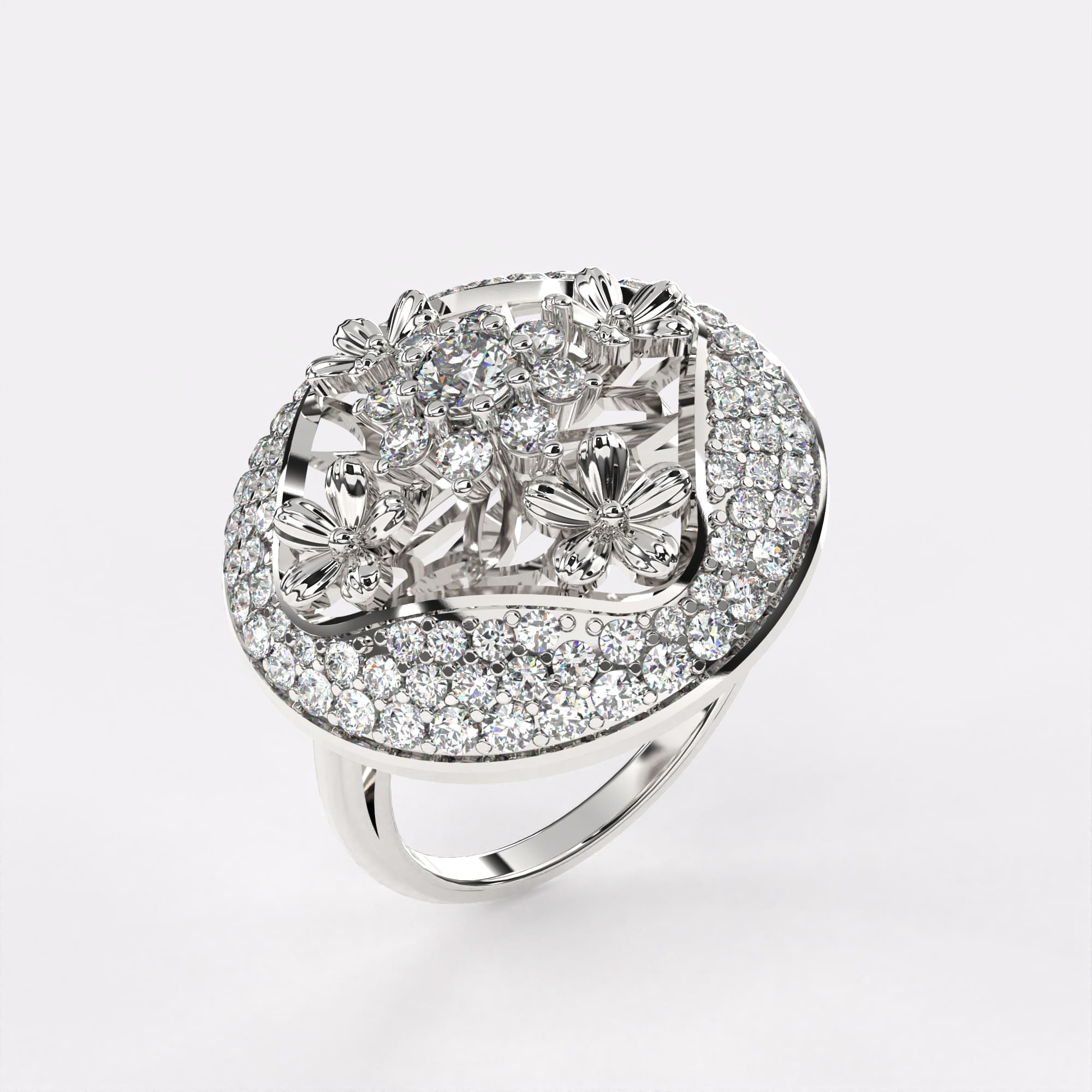 18k Gold Petal Diamond Ring
