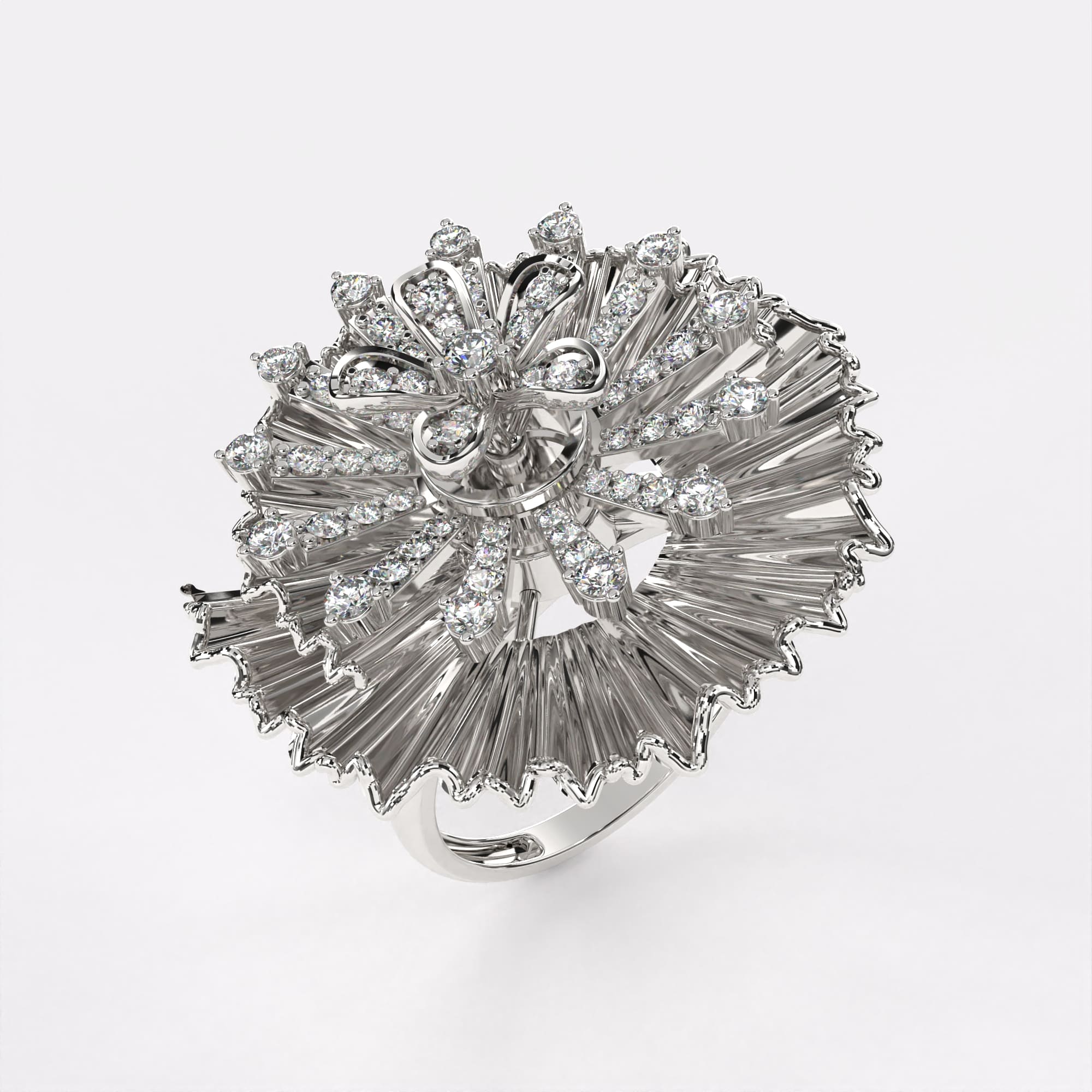 Brooch in Gold Diamond Ring in 925 Silver