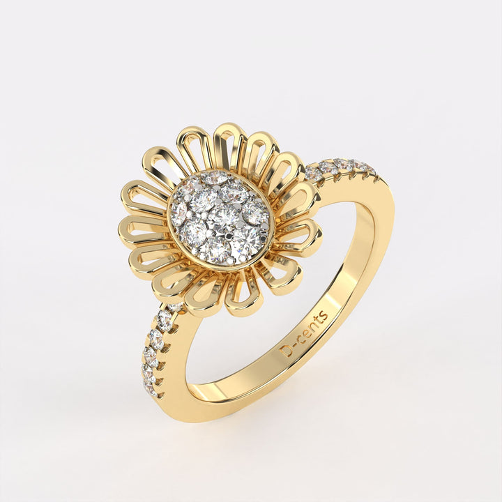 Gold Sunflower Diamond Ring