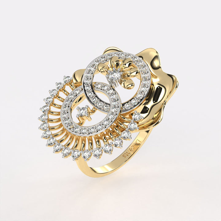 Double Circle 14k Gold Diamond Ring