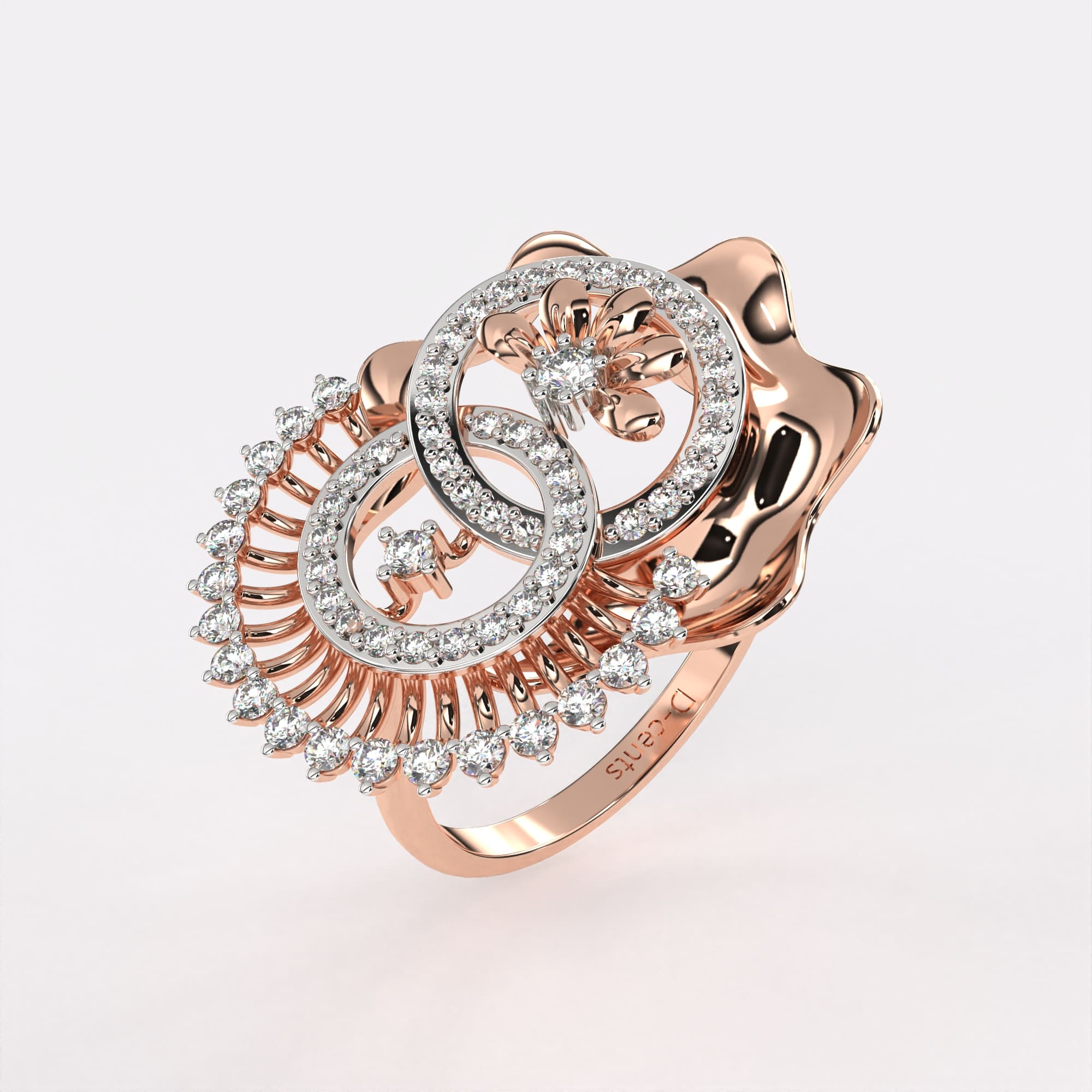 Double Circle 14k Gold Diamond Ring