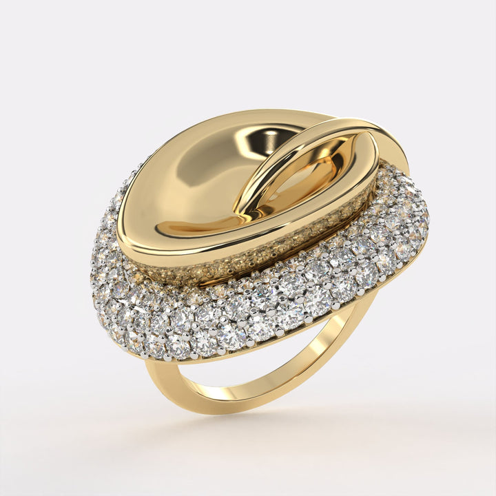 Curved Diamond Shell Ring