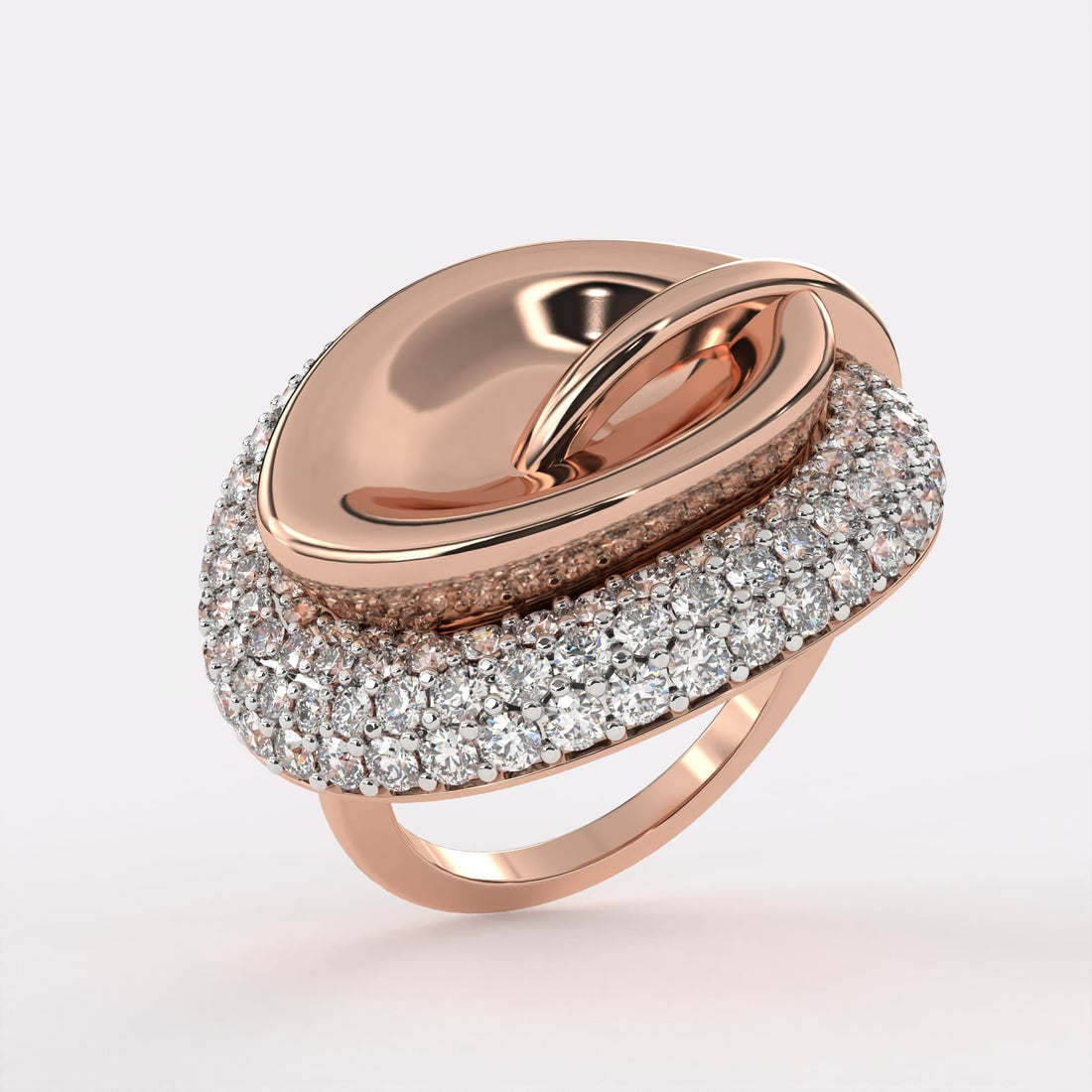 Curved Diamond Shell Ring