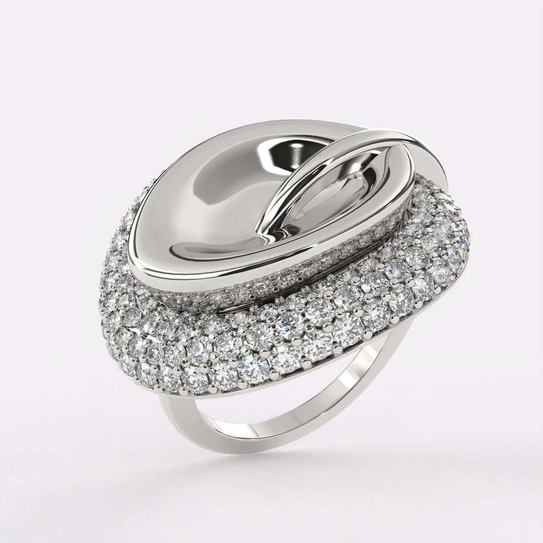 Curved Diamond Shell Ring