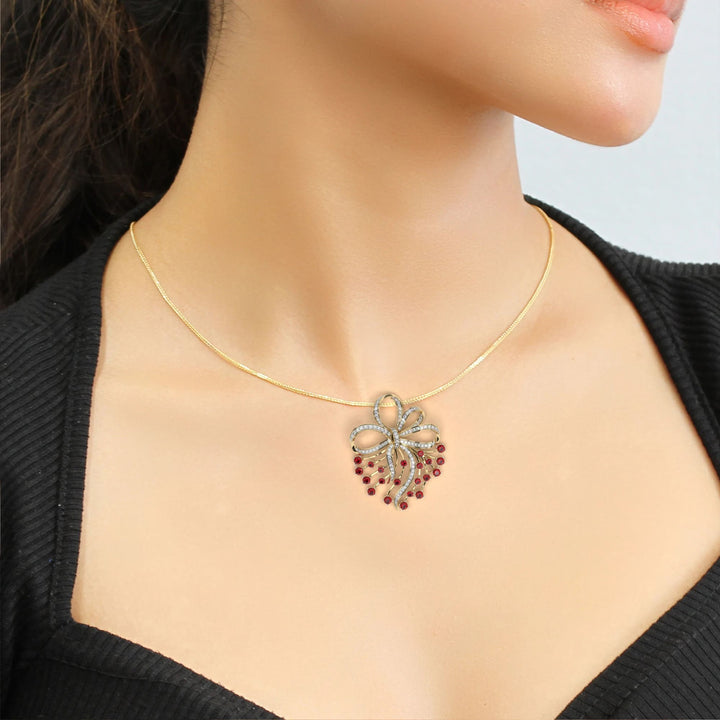 Red Petal Diamond Pendant