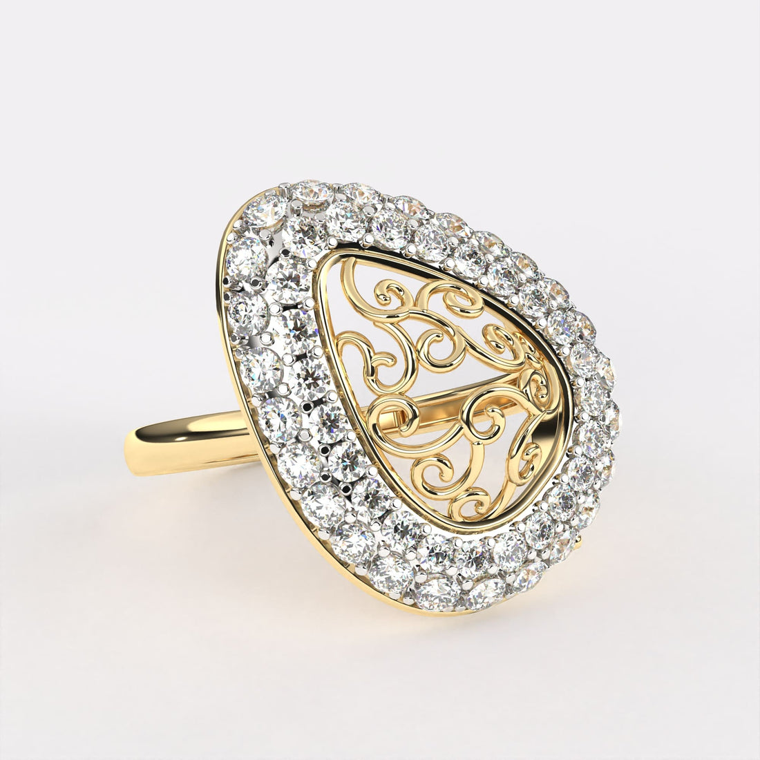 Classic Gold Pear Diamond Ring