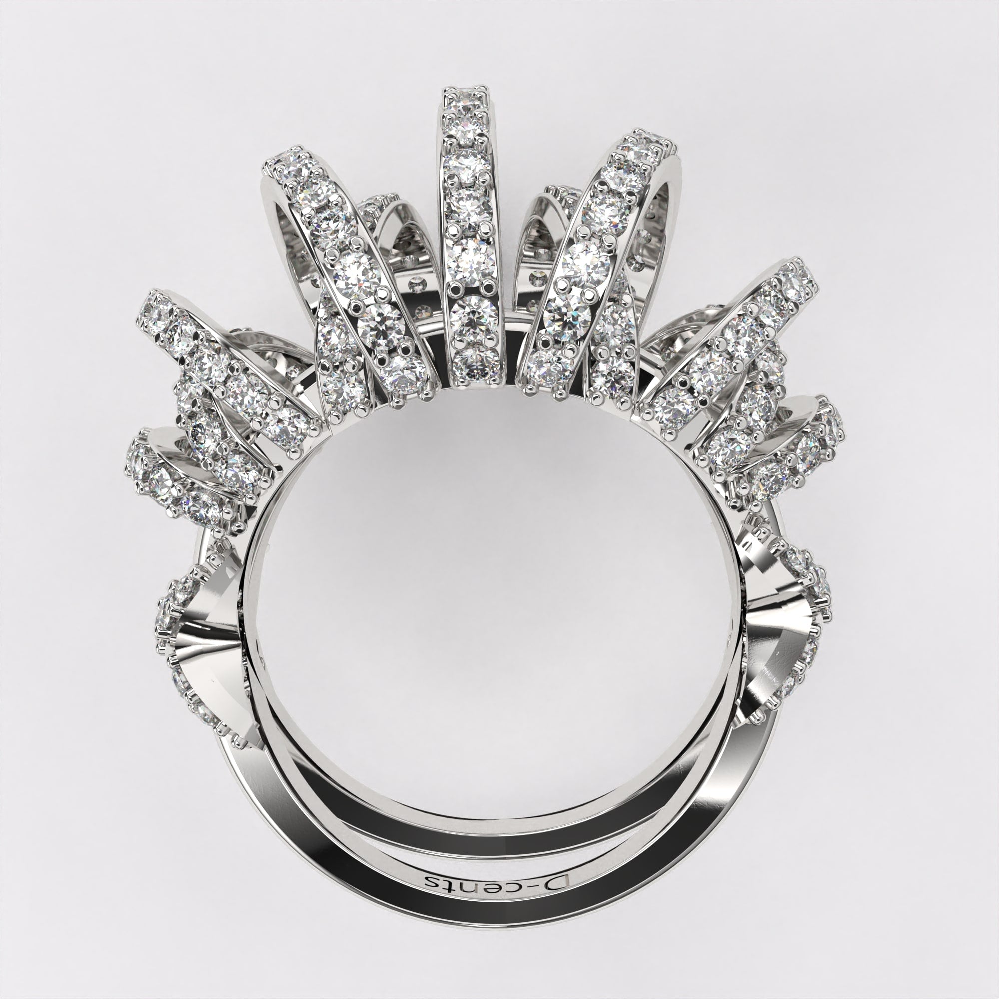 Twinkling Criss-cross Diamond Ring 925 Silver