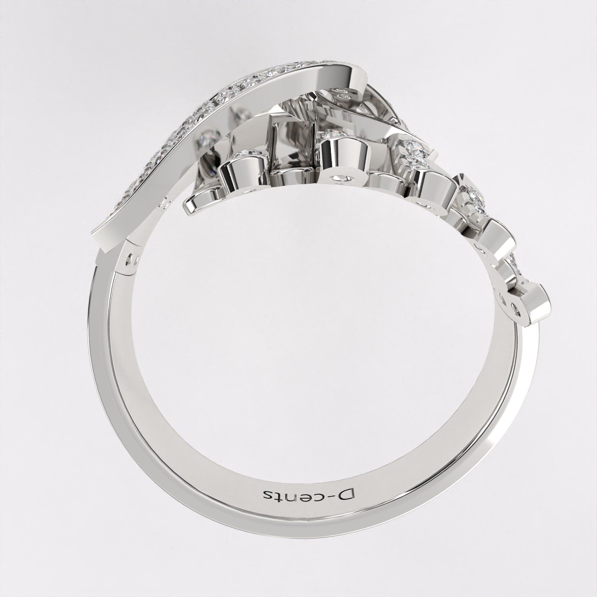 Crossed Currents Diamond Ring in 925 Silver