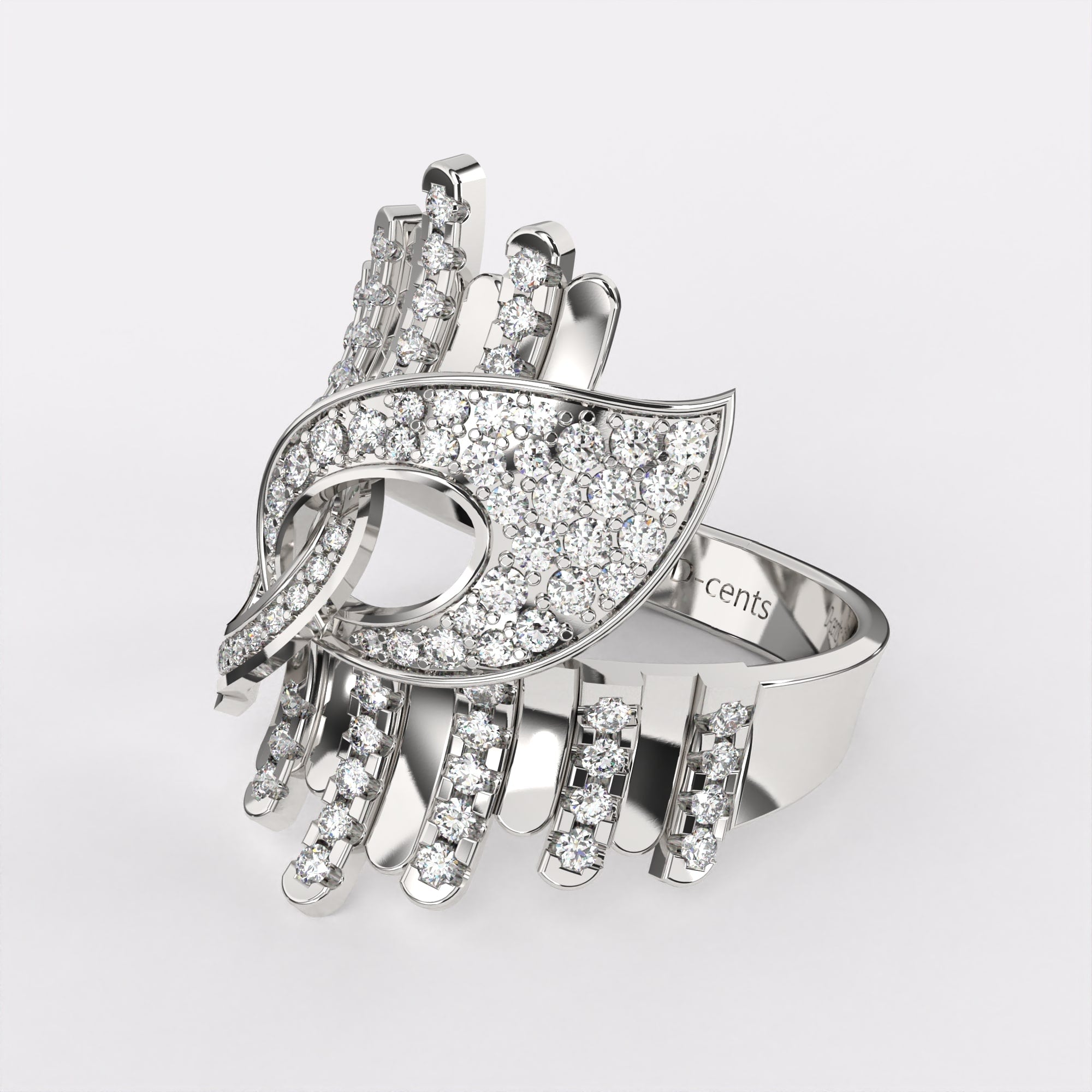 Crossed Currents Diamond Ring in 925 Silver