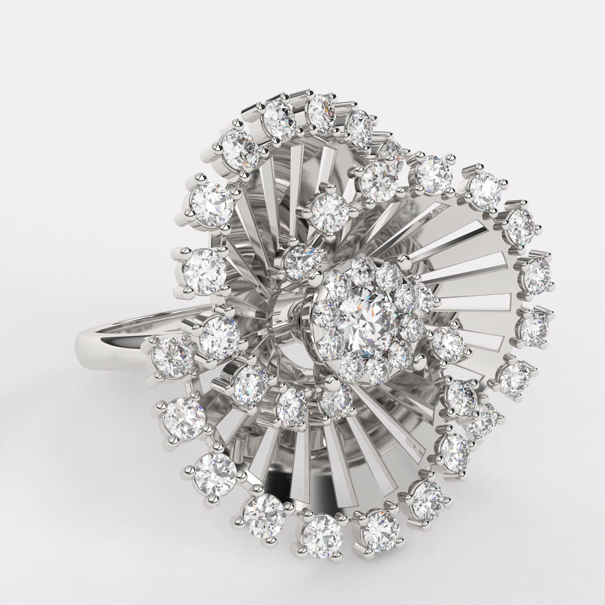 Sparkling Diamond Cocktail Ring in 925 Silver