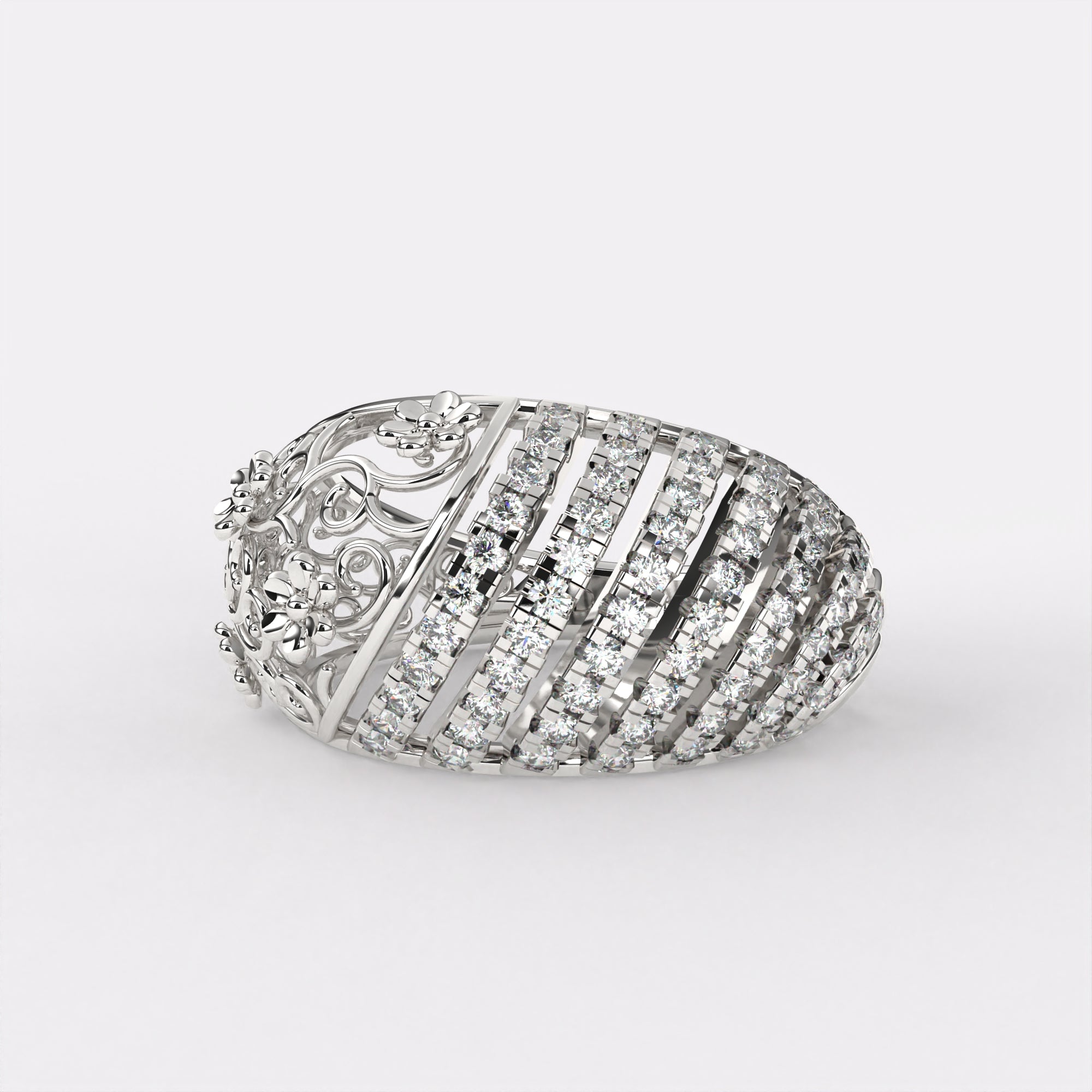 Glistening Beauty Diamond Ring in 925 Silver