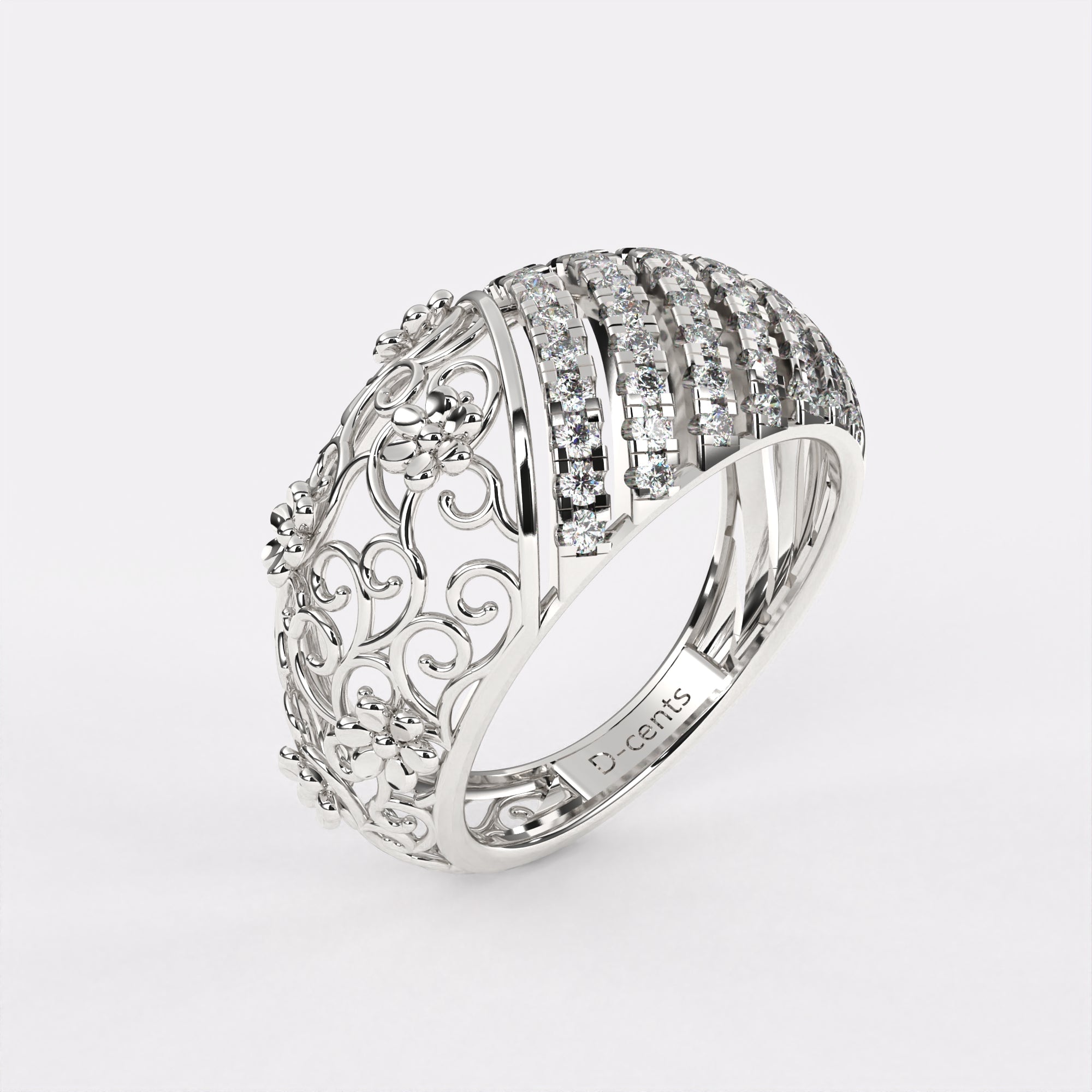 Glistening Beauty Diamond Ring in 925 Silver