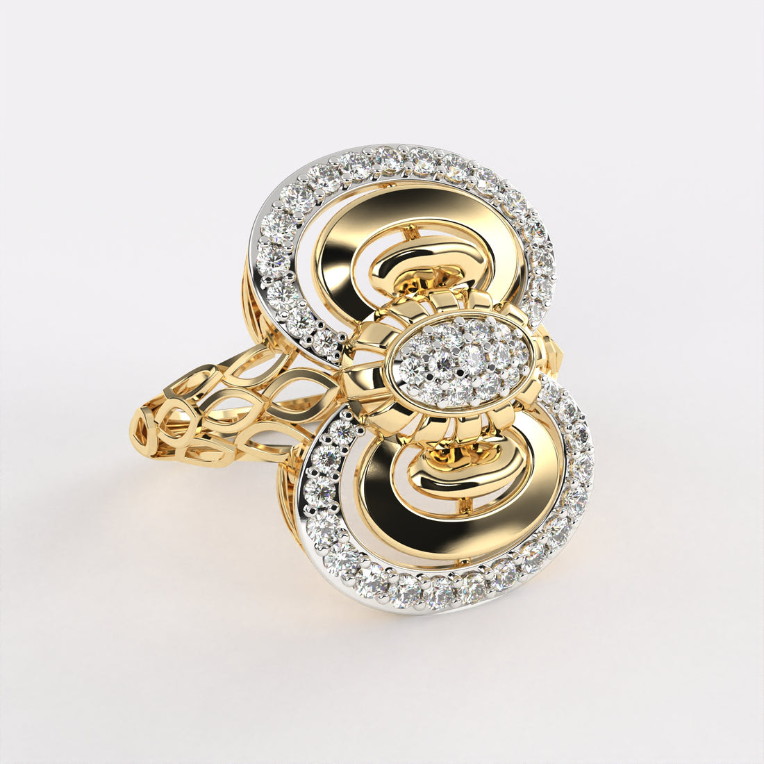 Intertwined Oval Diamond Ring