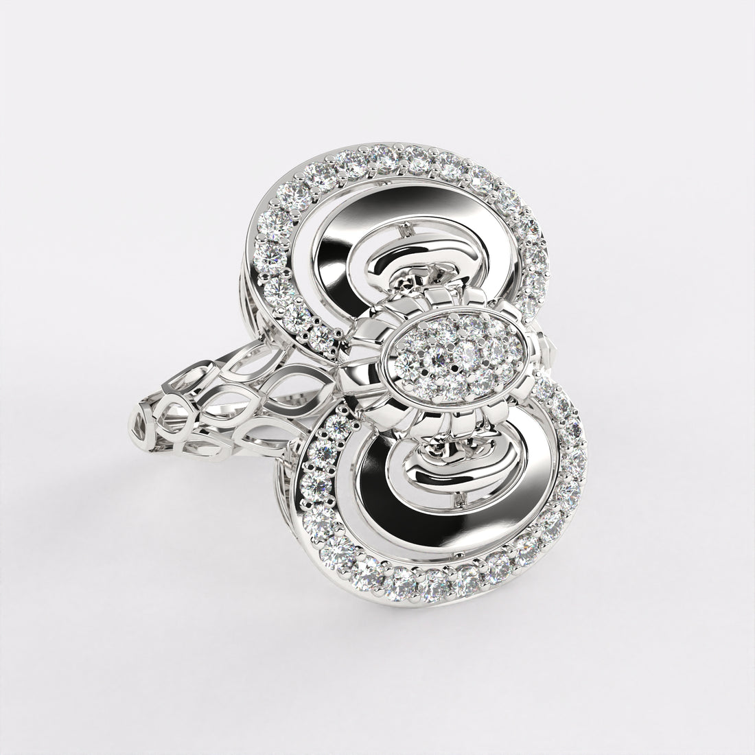 Intertwined Oval Diamond Ring