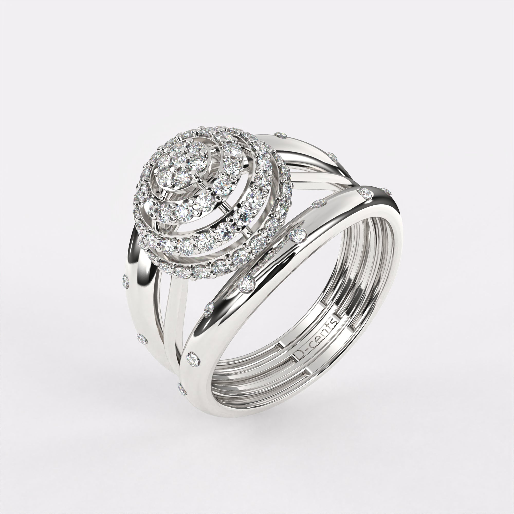 Rising Sun Diamond Ring in 925 Silver