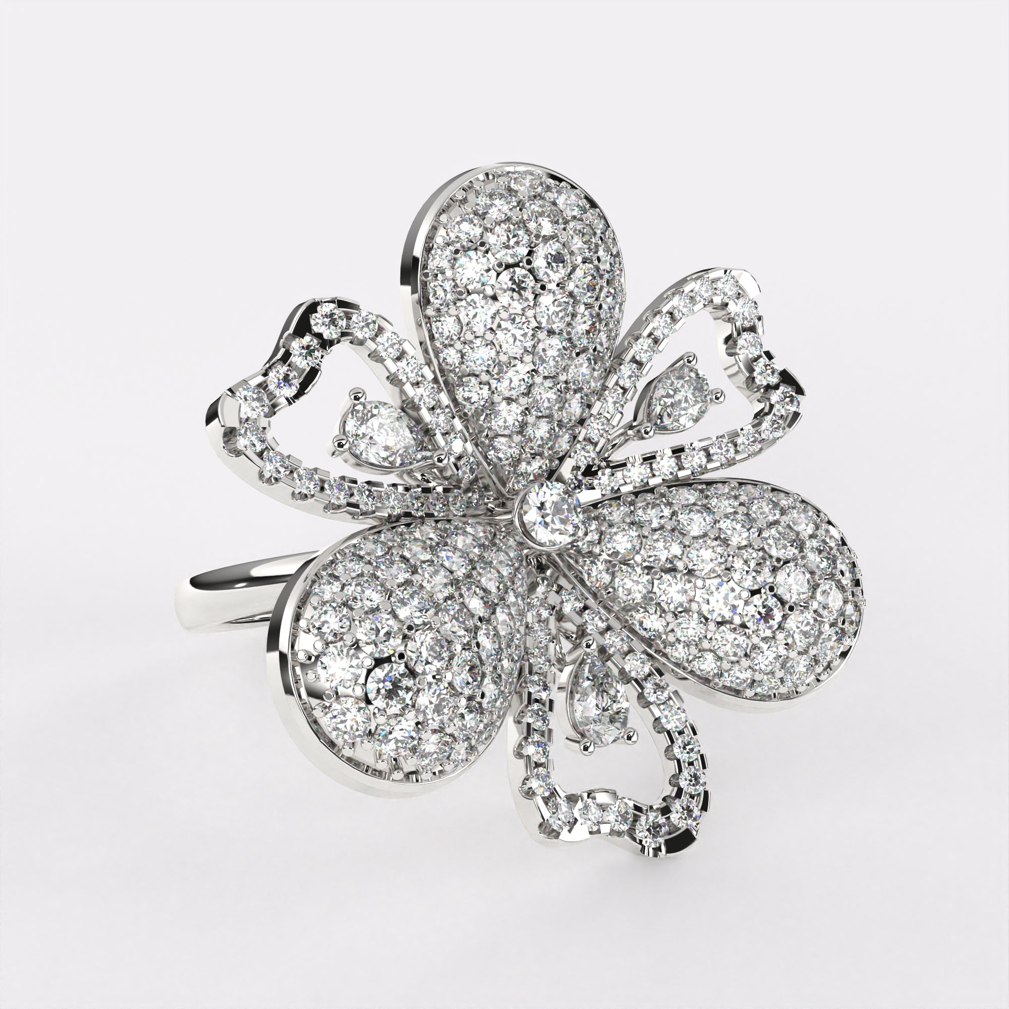 Dazzler Floral Diamond Ring in 925 Silver