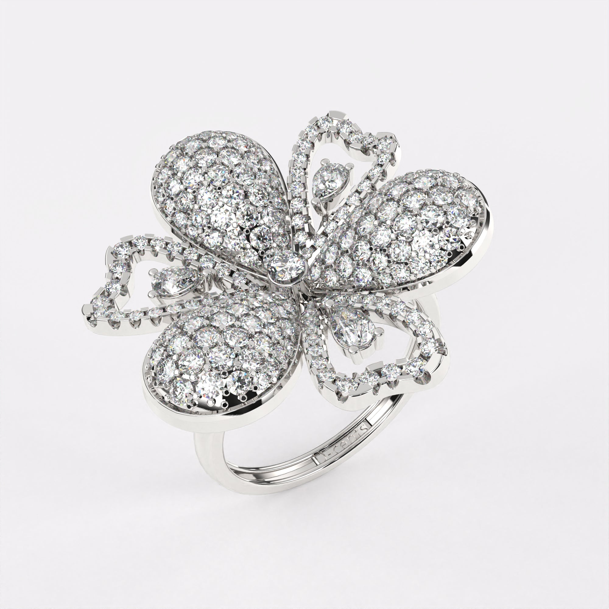 Dazzler Floral Diamond Ring in 925 Silver