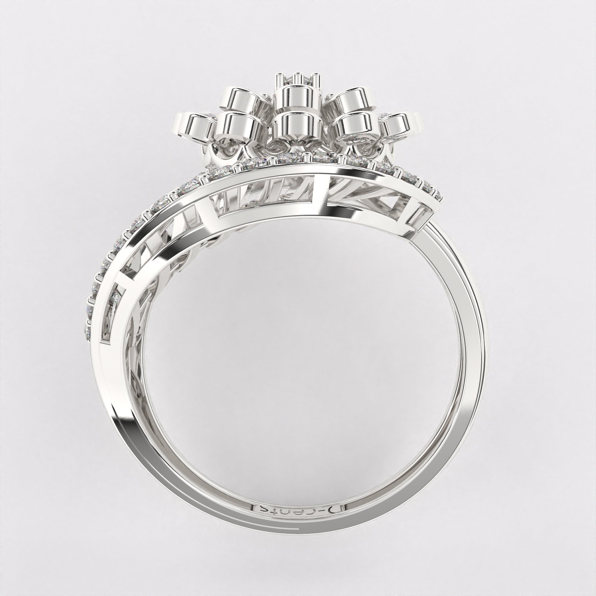 Glittering Blow Diamond Ring in 925 Silver