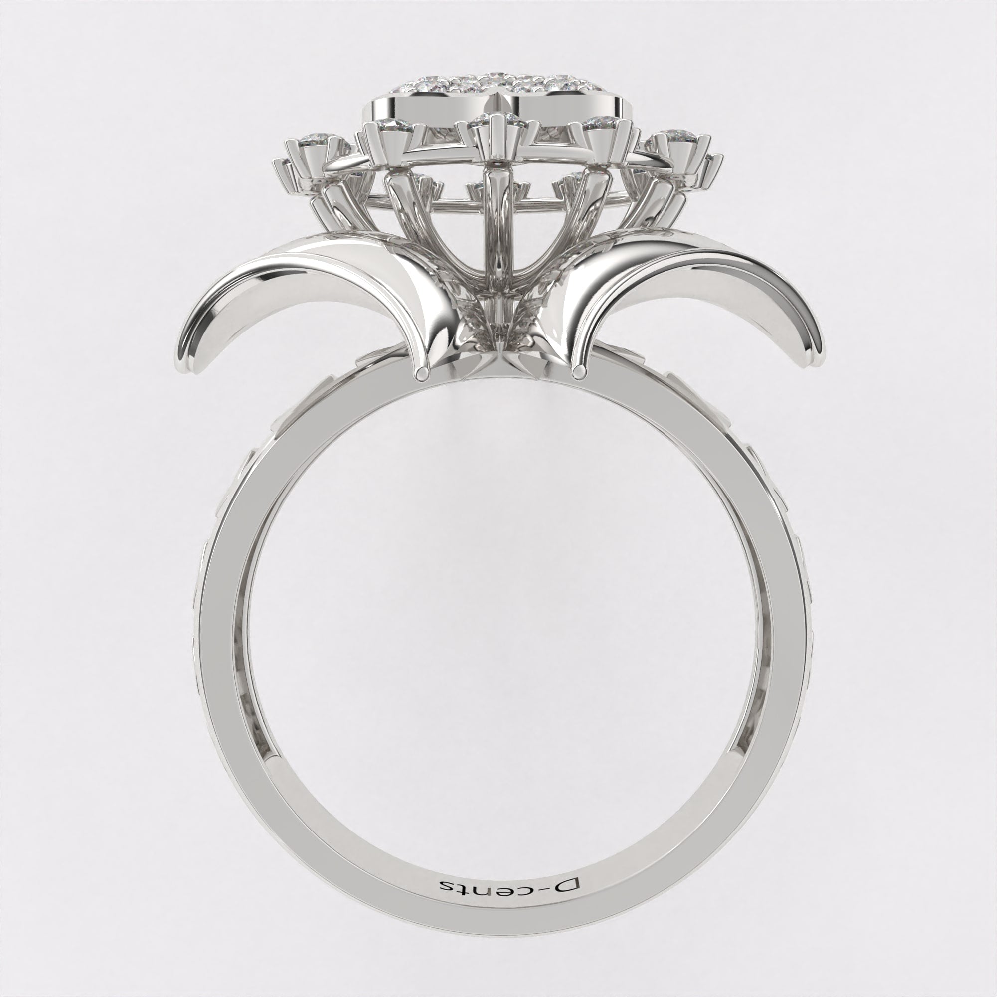 Golden Heart Diamond Ring in 925 Silver