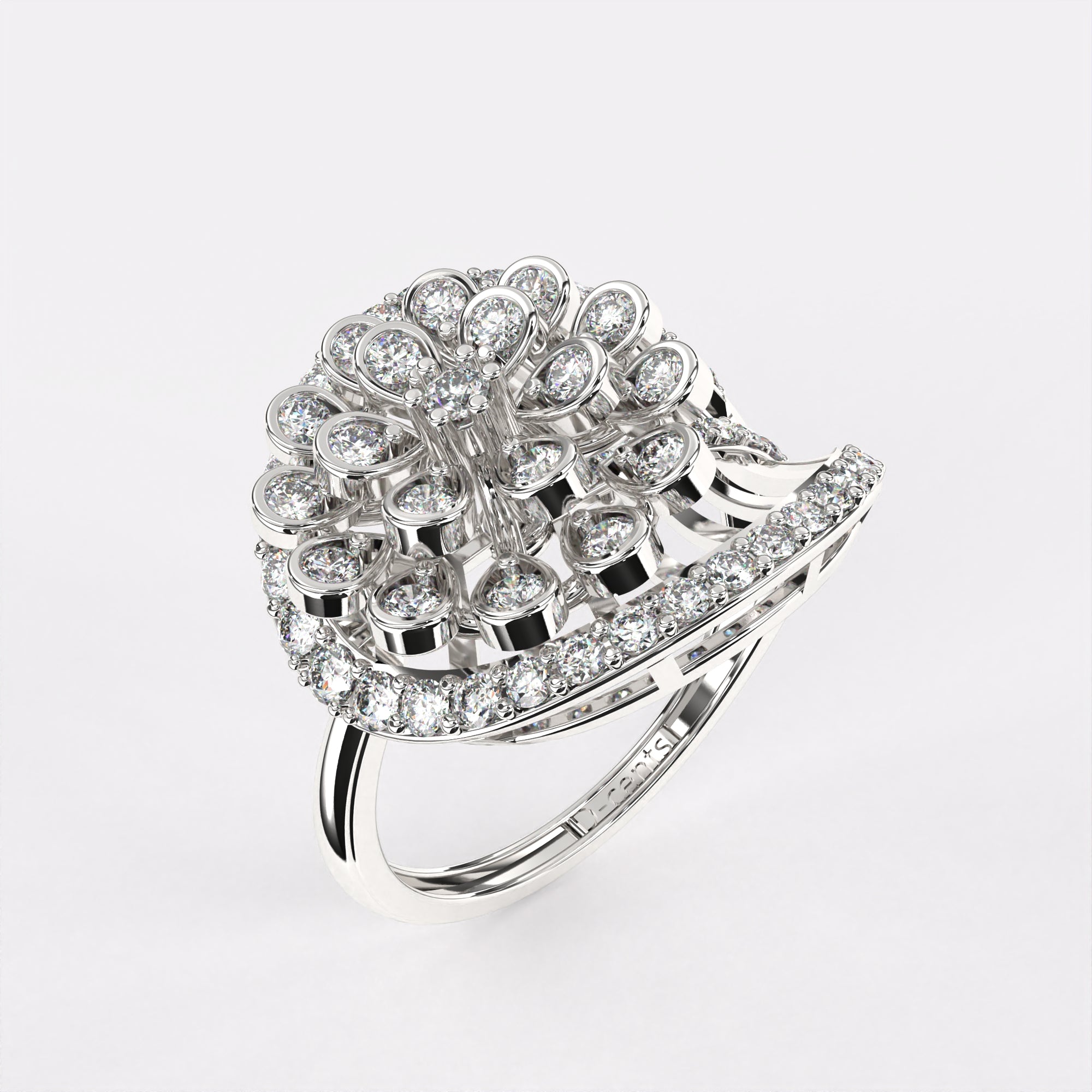 Glittering Blow Diamond Ring in 925 Silver