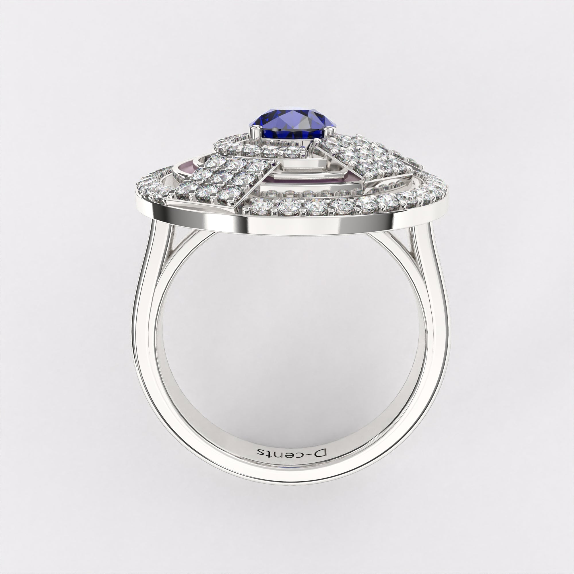 Blue Dropping Diamond Ring in 925 Silver