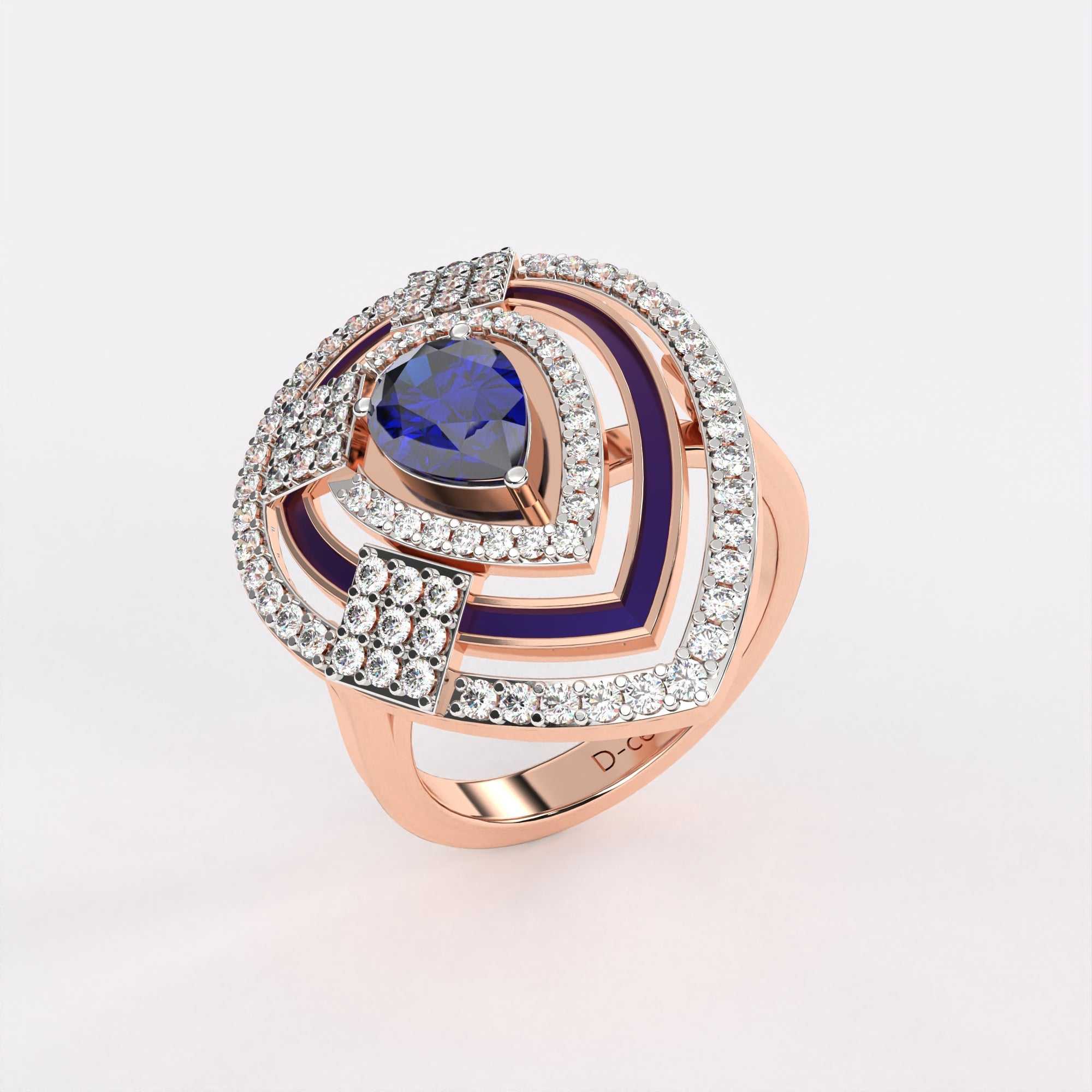 Blue Dropping Diamond Ring