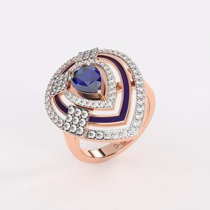 Blue Dropping Diamond Ring