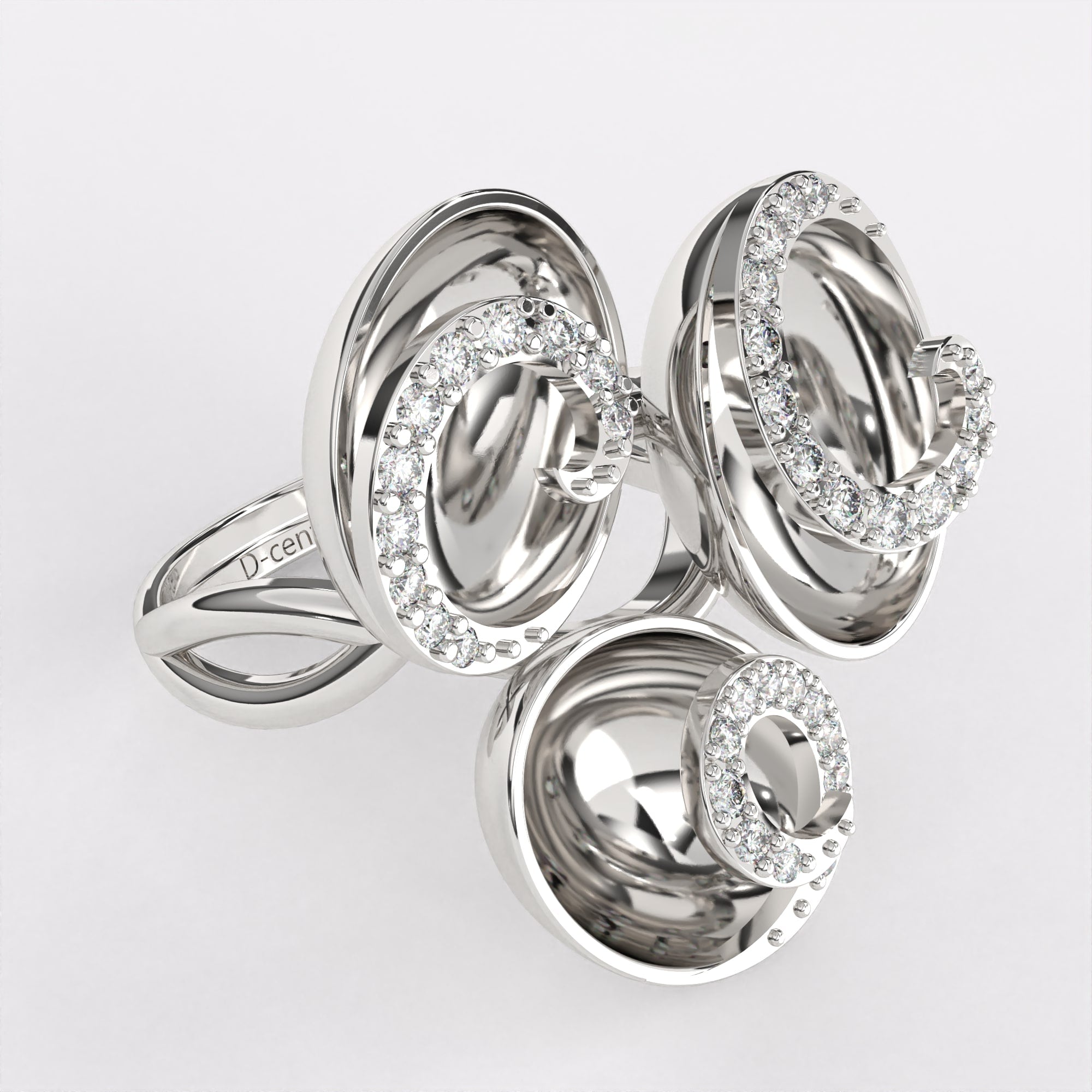 Gold Swirl Diamond Ring in 925 Silver