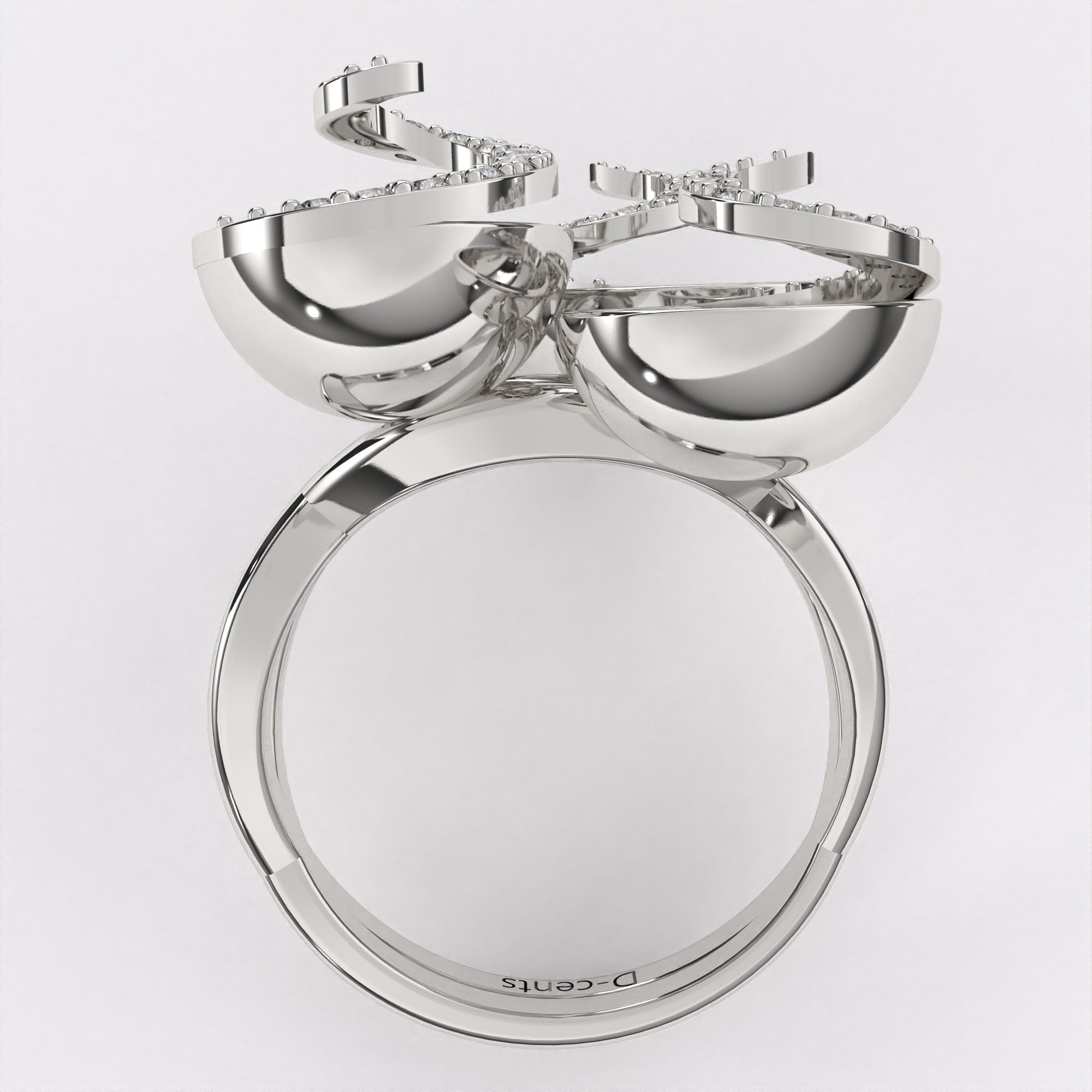 Gold Swirl Diamond Ring in 925 Silver