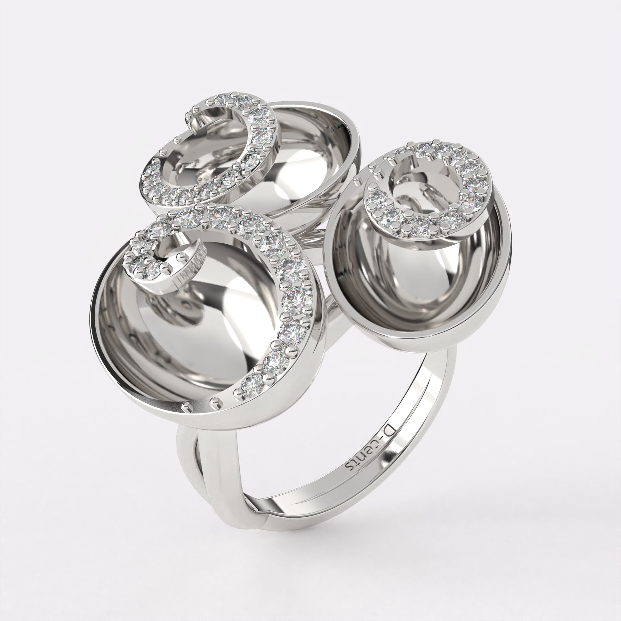 Gold Swirl Diamond Ring in 925 Silver