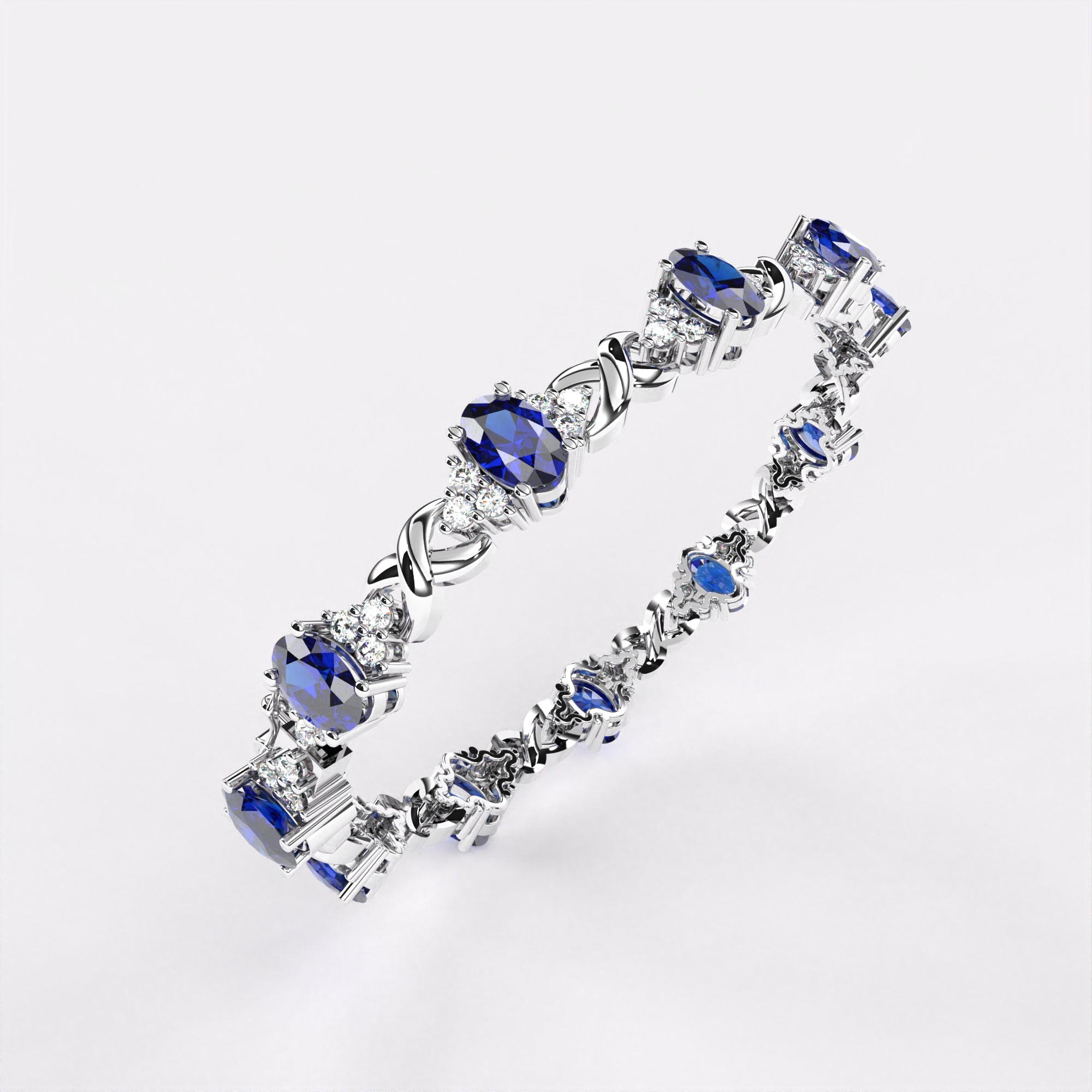 Blue Oval Diamond  Bracelet