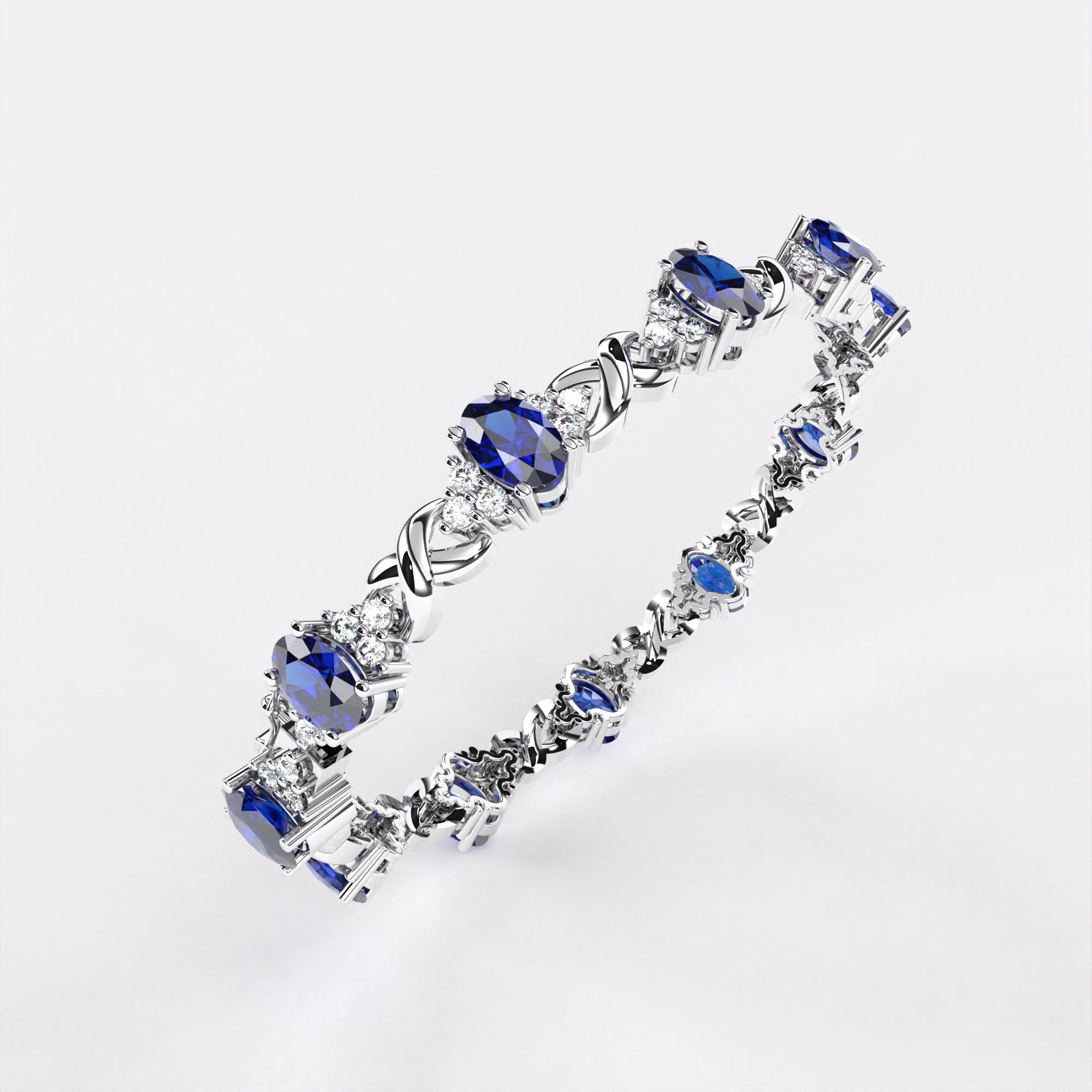 Blue Oval Diamond  Bracelet
