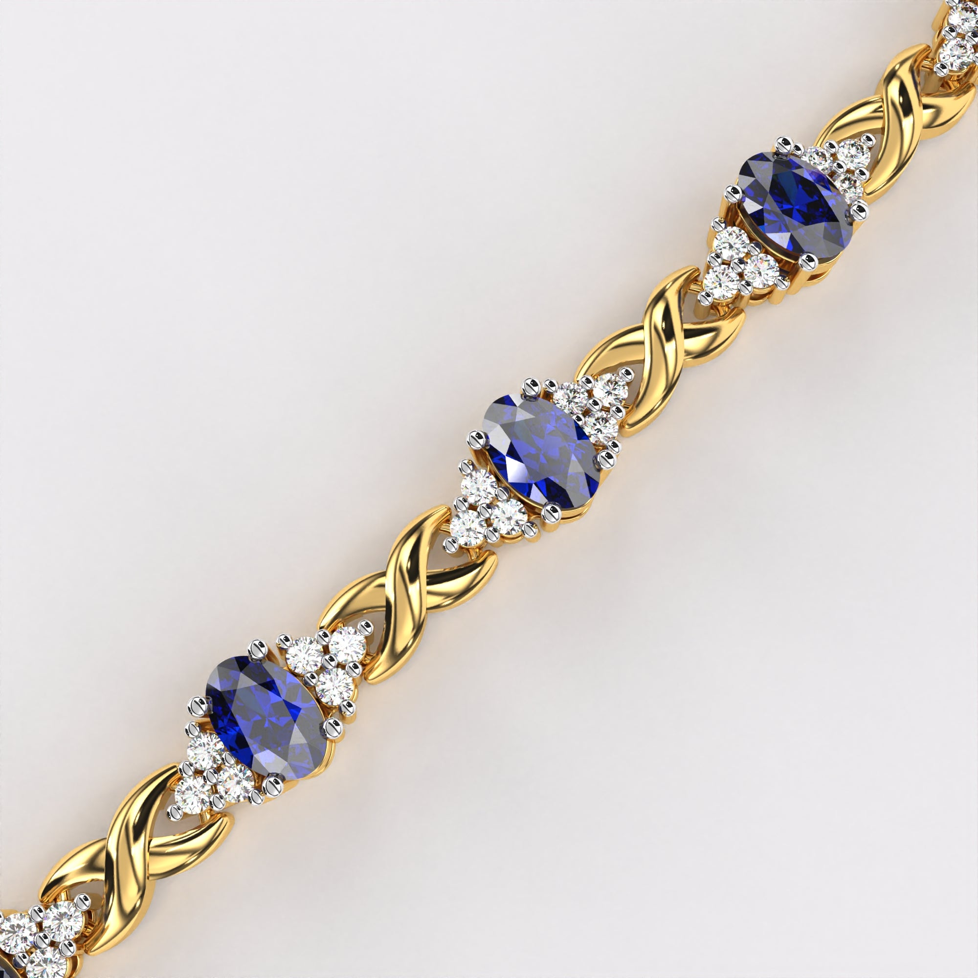Blue Oval Diamond  Bracelet