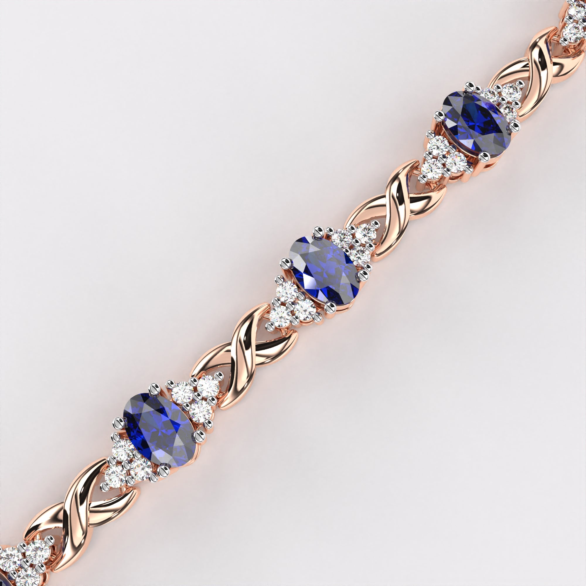 Blue Oval Diamond  Bracelet