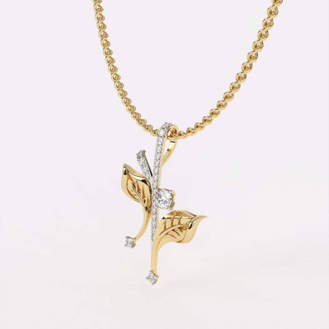 Gold Leaf Diamond Pendant