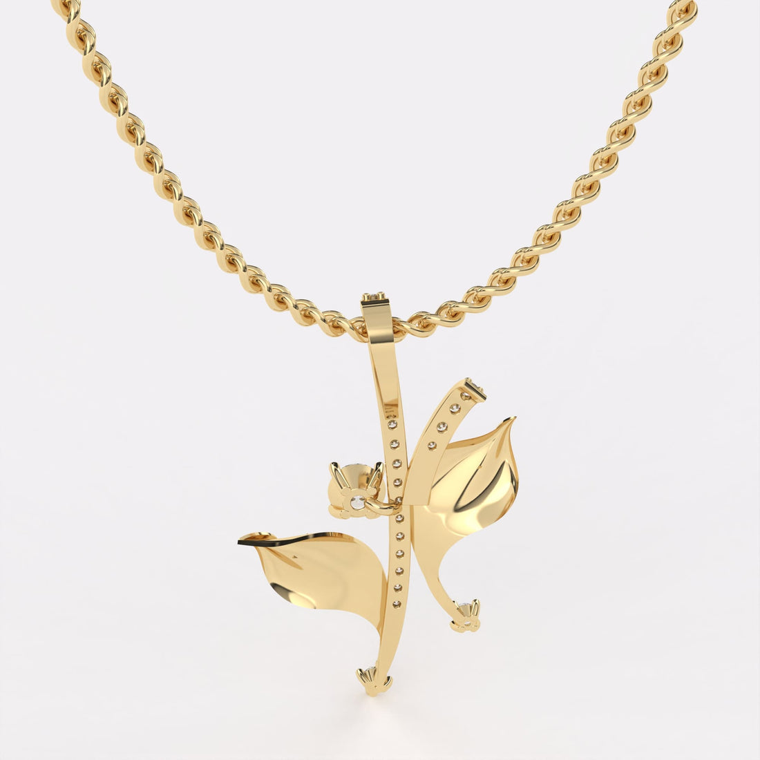 Gold Leaf Diamond Pendant