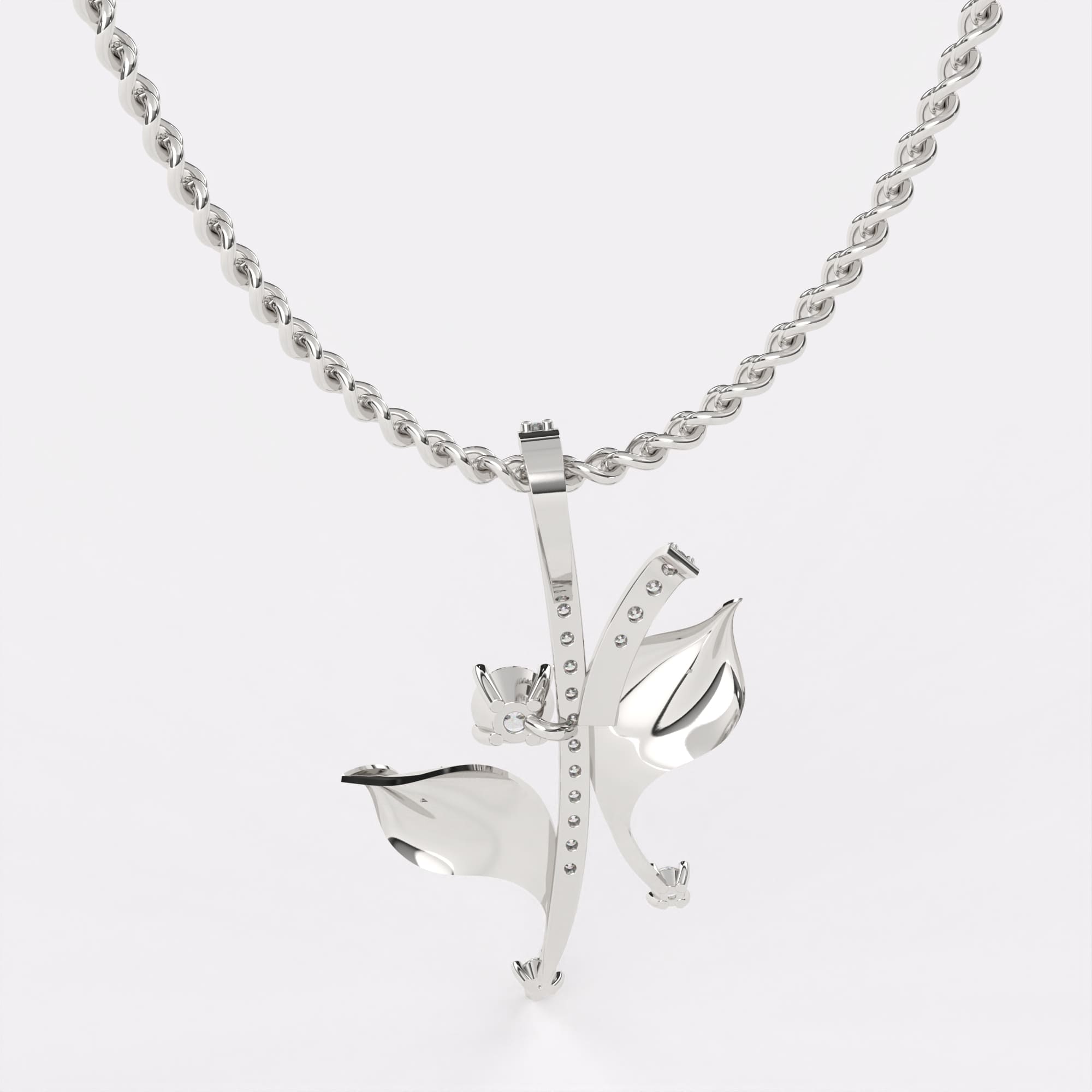 Gold Leaf Diamond Pendant In 925 Silver