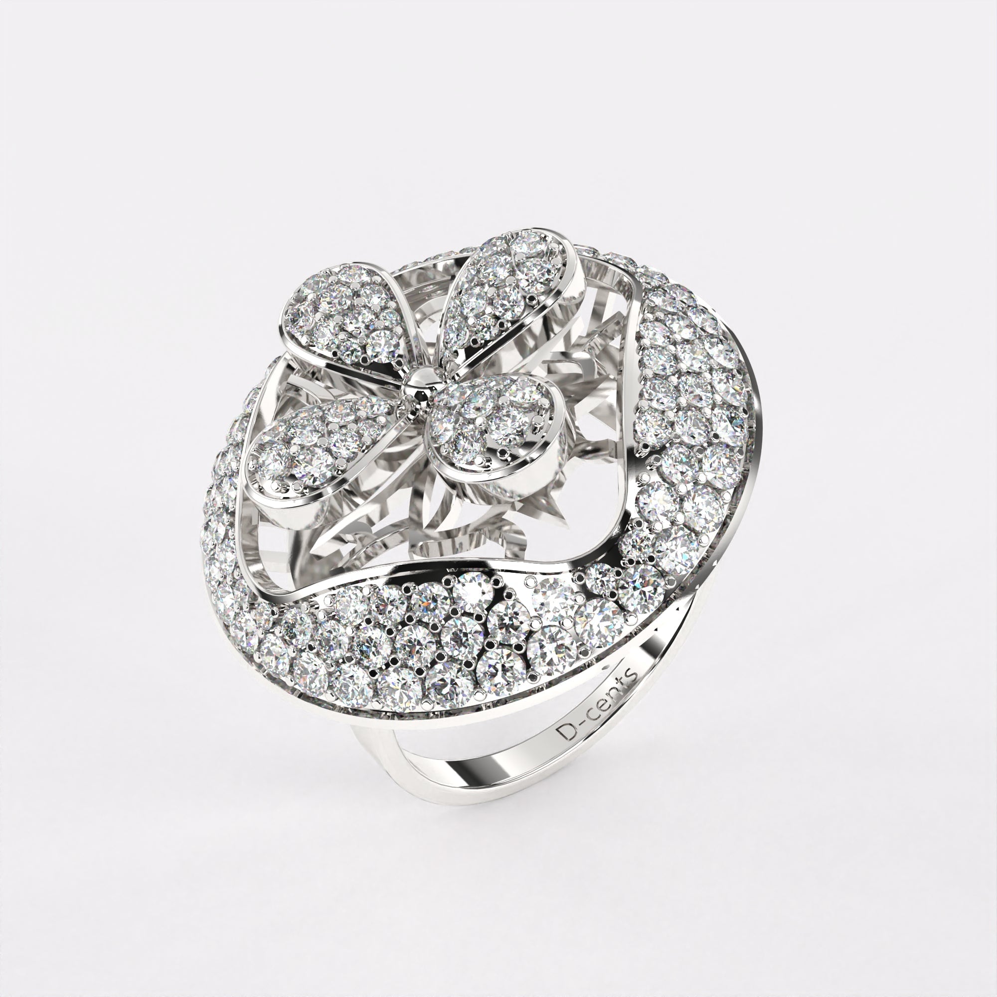 Arranged Petals Diamond Ring in 925 Silver