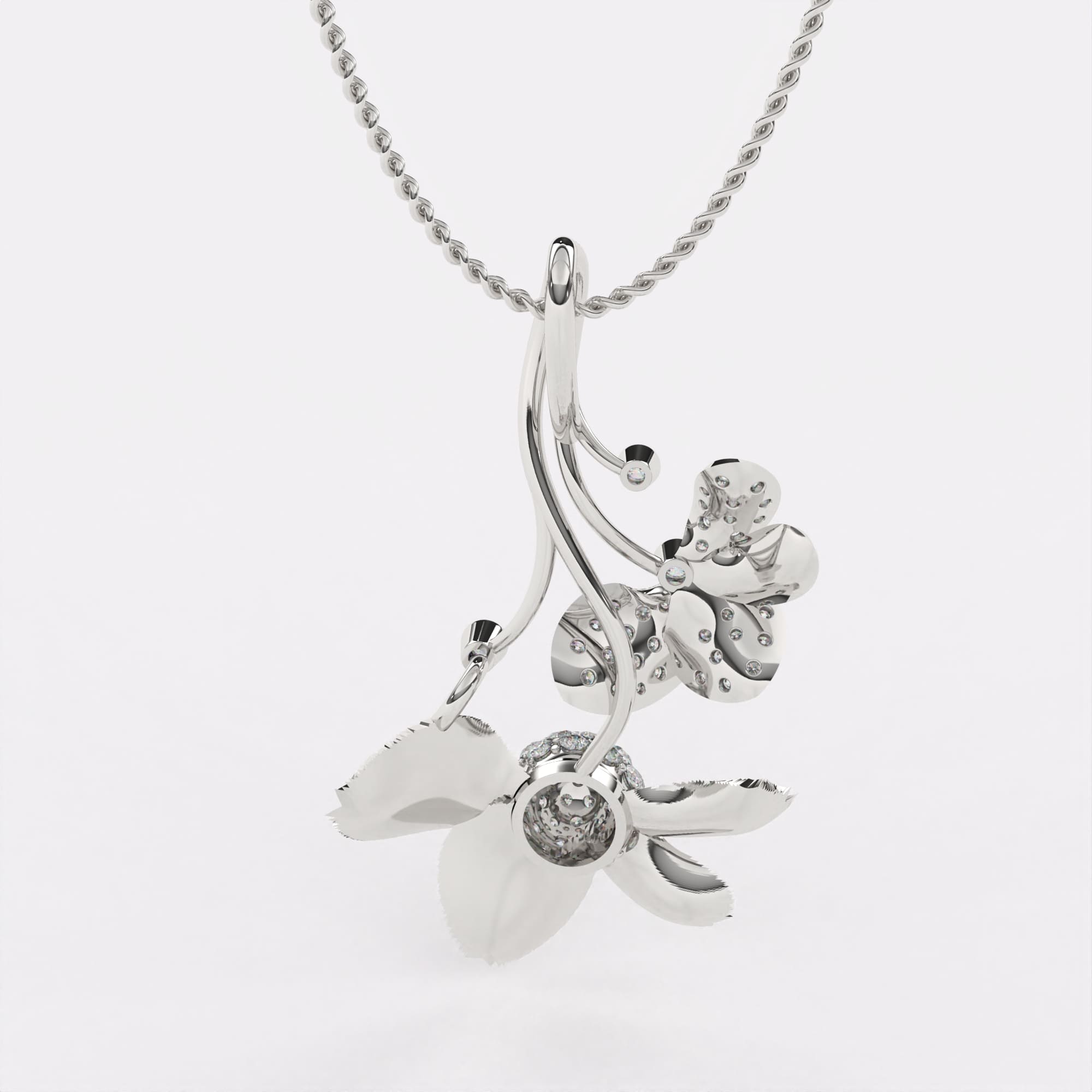 Wildflower Caprice Diamond Pendant In 925 Silver