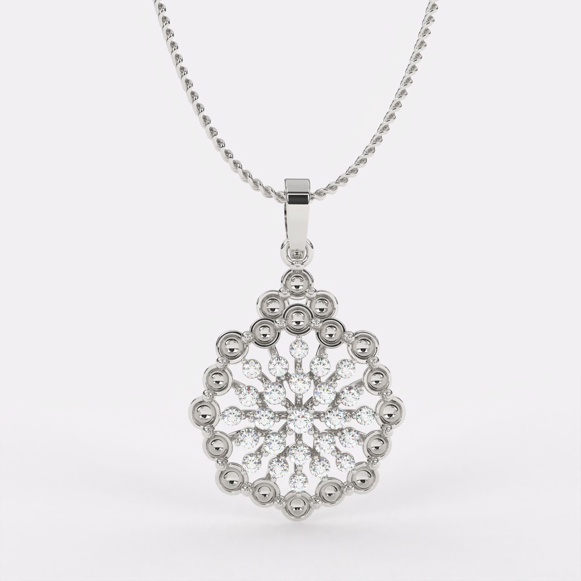 Classic Halo Diamond Pendant In 925 Silver