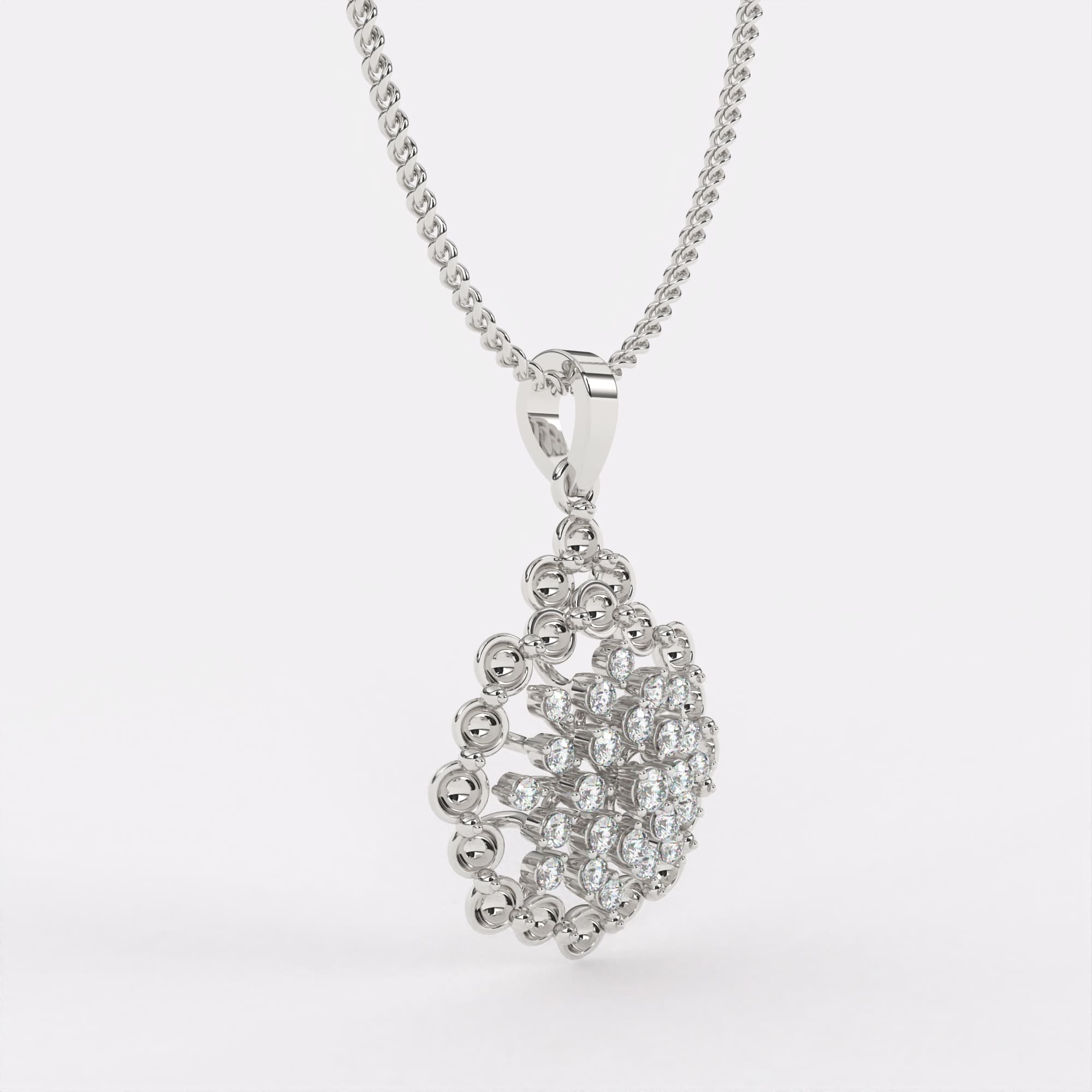 Classic Halo Diamond Pendant In 925 Silver